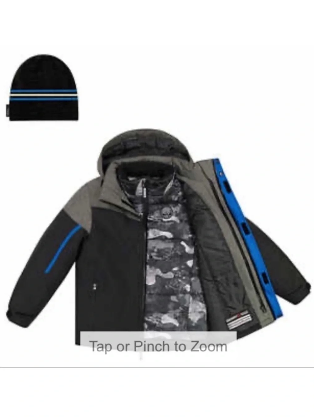NWT Gerry Youth Boys Systems Jacket with Beanie Winter Snow Outdoor BLACK - XS